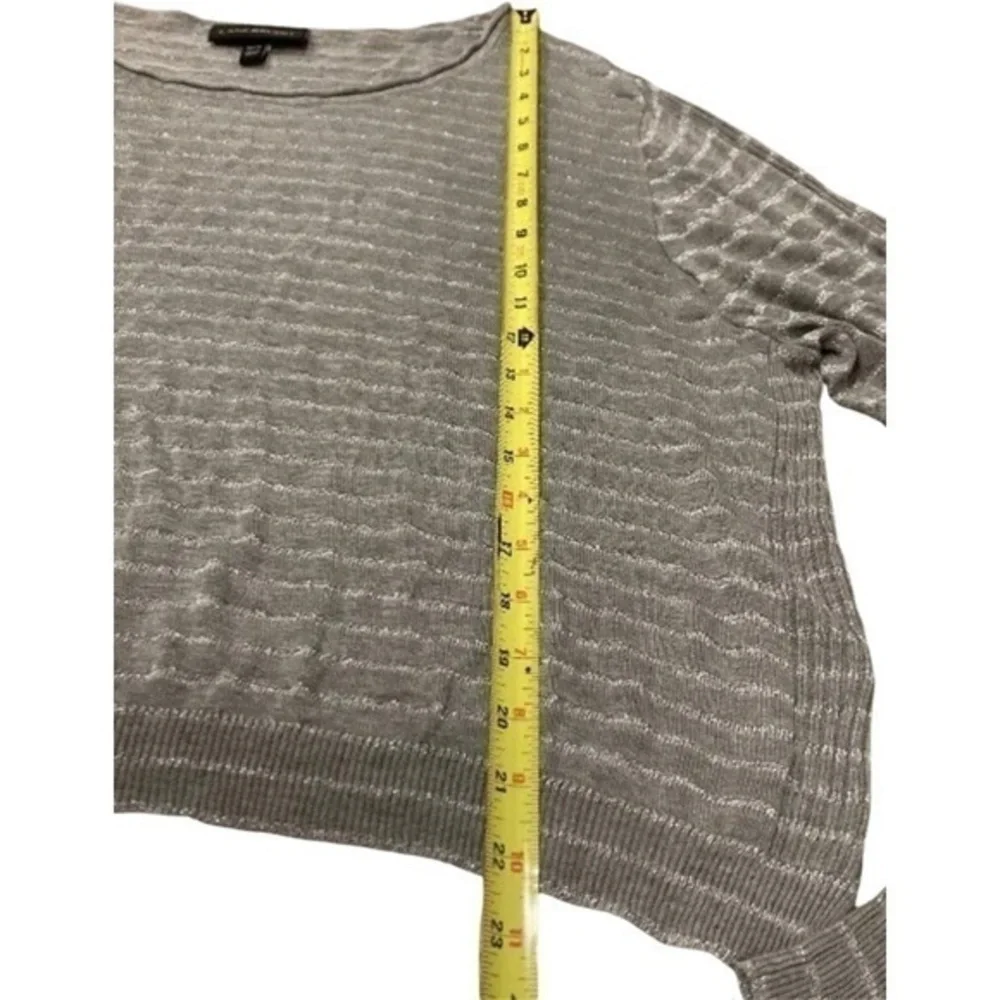Lane Bryant 26 28 Gray Silver Sweater Cropped Thin Stripe Holiday Casual